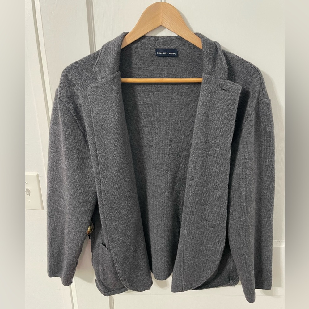 Emanuel Berg Gray Cardigan with Buttons 100% Wool